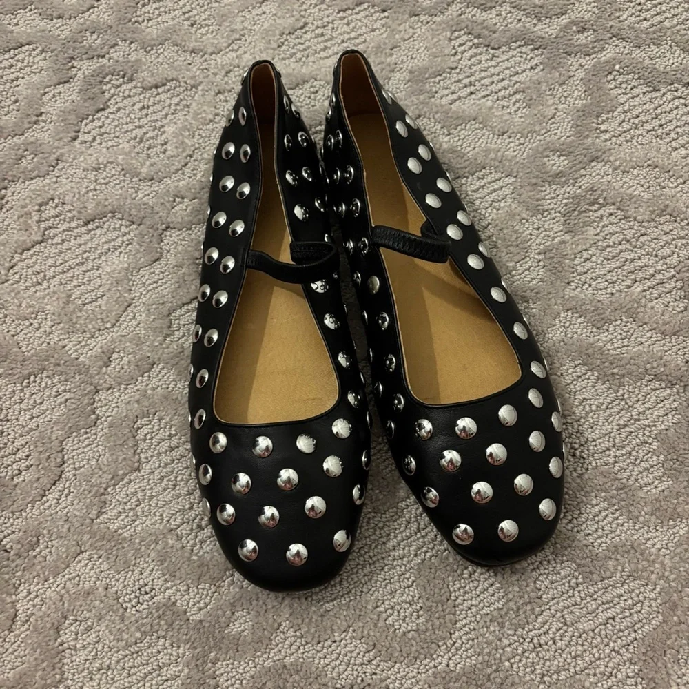 Madewell The Greta Ballet Flat True Black Multi Studded Mary Jane Flat 9 Classic - Picture 5 of 8